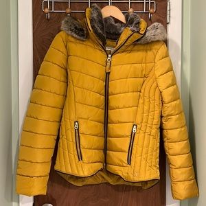Joules Gosway caramel Womens Padded Jacket Coat with removable hood Size 12